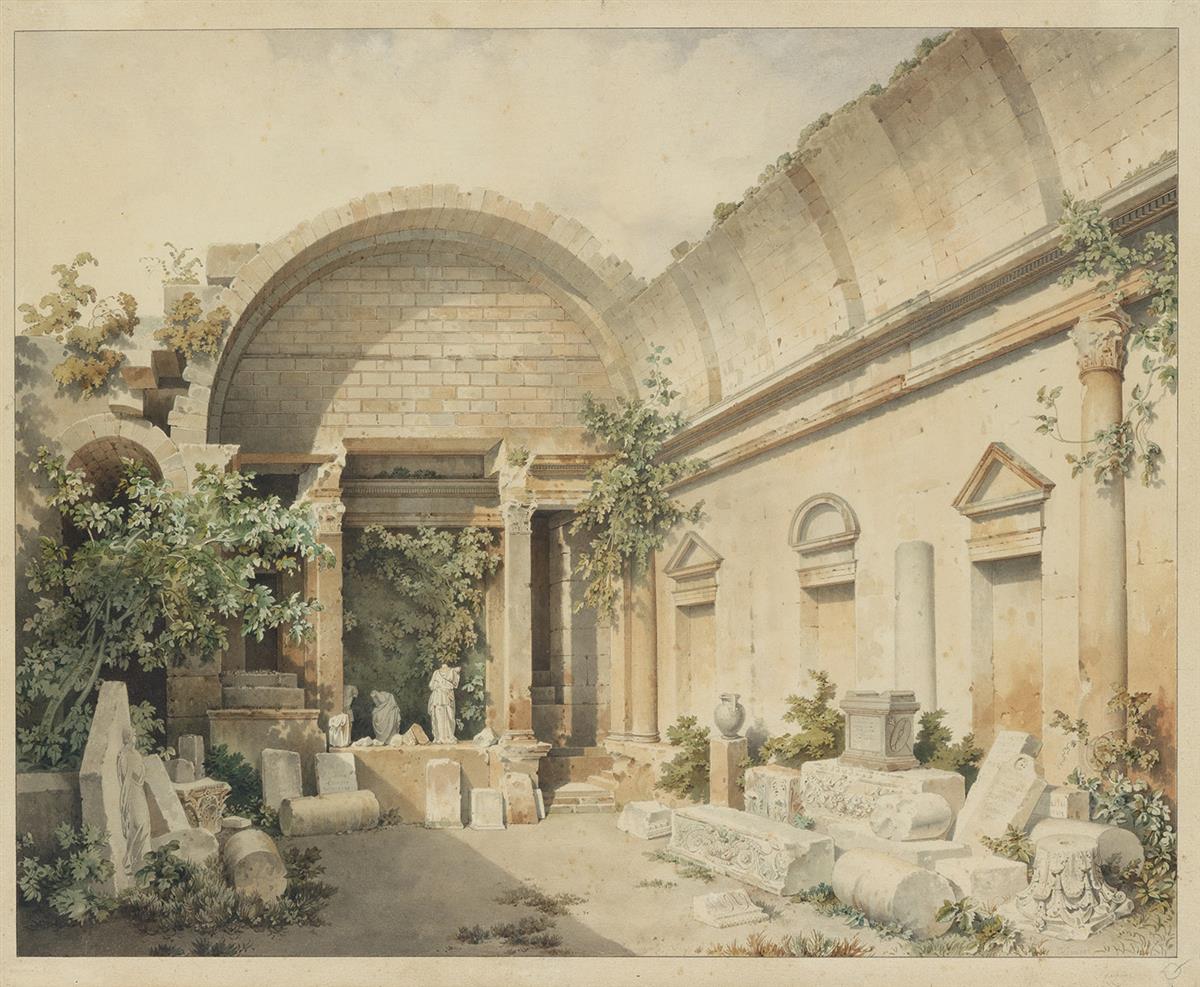 JACOB PHILIPP HACKERT (Prenzlau 1737-1807 Florence) Ruins of the Temple of Diana, Nîmes.